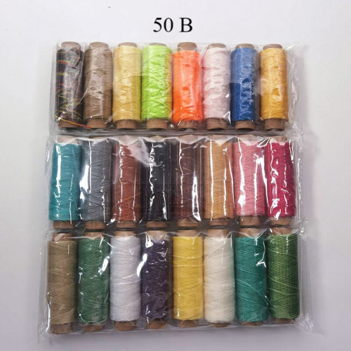 Нить для кожи вощеная 0,8 мм 150D, набор 24 шт. фото 6