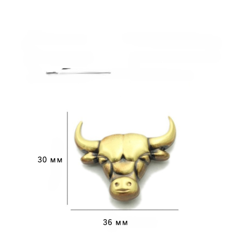 Кончо для кожаных изделий 36 мм Бык Латунь фото 2