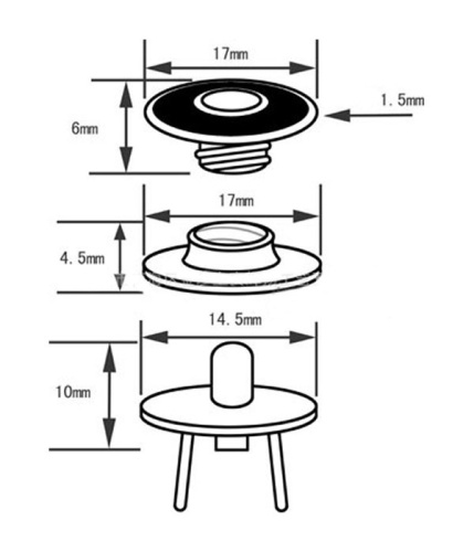 Застежка магнитная зажимная 17 мм черная с золотом  HY244 - фото товара фото 3