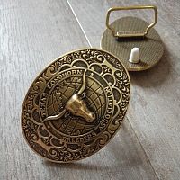 Пряжка для ремня с шипом 38 мм  Буйвол латунная   - купить для кожевенного хобби