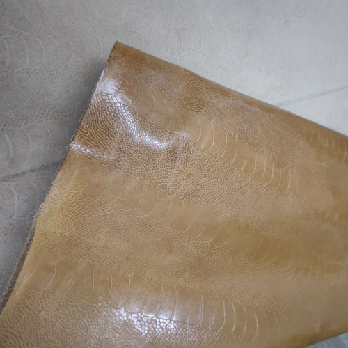 Кожа КРС 1,0 мм с тиснением Страус светлый фото 2