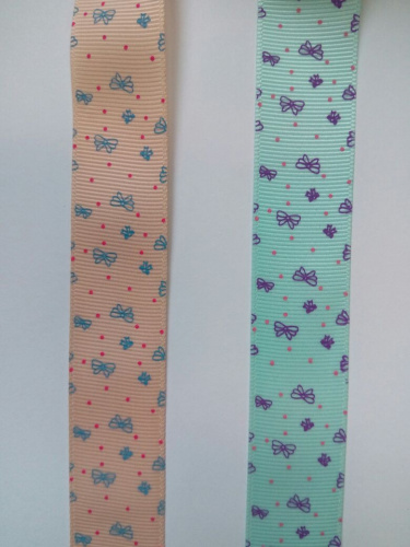 Лента репсовая 25 мм принт Ромашки и бабочки фото 3