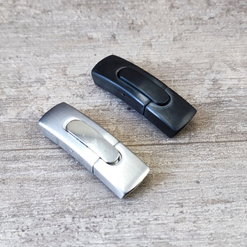 Замок 12х6 мм для плоских браслетов с кнопкой Сталь Замок 12х6 мм для плоских браслетов с кнопкой Сталь