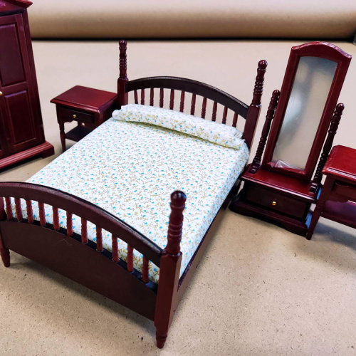 Спальный гарнитур для кукол 6 предметов Махагон/Белый фото 10