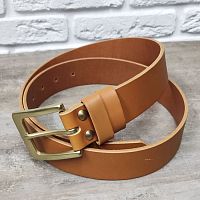 Ремень кожаный 38 мм толщ. 4 мм пряжка латунная Рыже-коричневый  - купить для кожевенного хобби