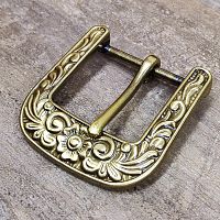 Пряжка для ремня 38 мм латунная Цветы T06  - купить для кожевенного хобби