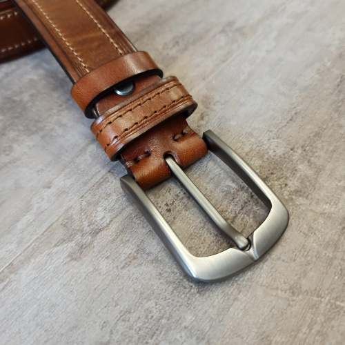 Ремень кожаный 34 мм толщ. 4 мм Рыже-коричневый   EU-035R - фото товара фото 6