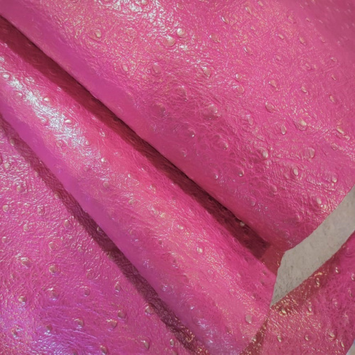 Кожа Страус 1,0 мм Розовый с золотым Италия фото 2