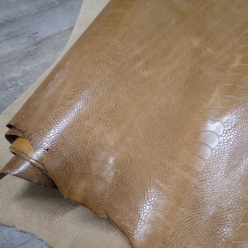 Кожа КРС 1,0 мм с тиснением Страус светлый фото 5