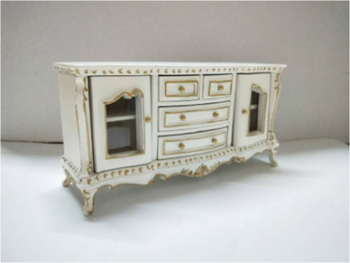 Комод с резьбой и стеклянными дверками белый Миниатюра 1:12 | Галерея фото | Pava.pro Комод с резьбой и стеклянными дверками белый Миниатюра 1:12 - фото товара