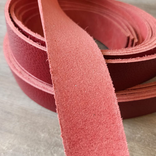 Заготовка для ремня раст. дуб. 39 мм, толщ. 3,2 мм красный Италия  RZ_KRASNII - фото товара фото 2