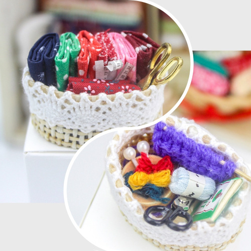 Наборы для рукоделия в корзинке Миниатюра 1:12 Наборы для рукоделия в корзинке Миниатюра 1:12