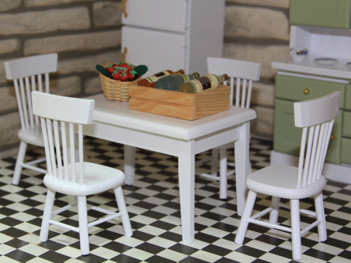 Обеденная зона для кукольной кухни белая 1:12  SH D-K016 - фото товара фото 3
