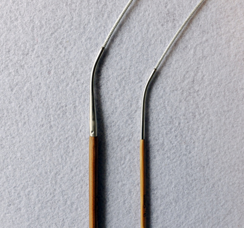 Спицы бамбуковые на металлическом тросике 60 см фото 3