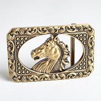Пряжка для ремня с шипом 40 мм Конь латунная 40L-4322  - купить для кожевенного хобби