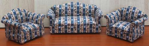 Мягкая мебель для кукол Обивка синяя полоска | Галерея фото | Pava.pro Мягкая мебель для кукол Обивка синяя полоска - фото товара