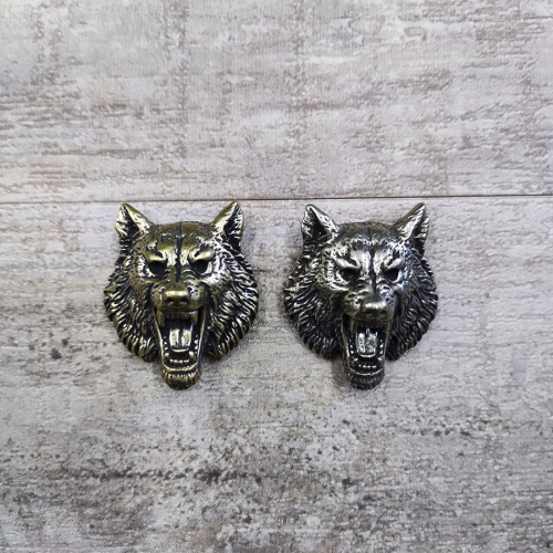 Кончо для кожаных изделий 28 мм Волк Латунь фото 3