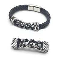 Коннектор 12х6 мм Цепь плоская с черепами Сталь  - купить для кожевенного хобби