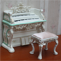 Миниатюра для кукол Клавесин со стульчиком Белый с росписью  - купить для кожевенного хобби
