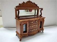 Комод для кукол с зеркалом и стеклянными дверками Орех Миниатюра 1:12  - купить для кожевенного хобби